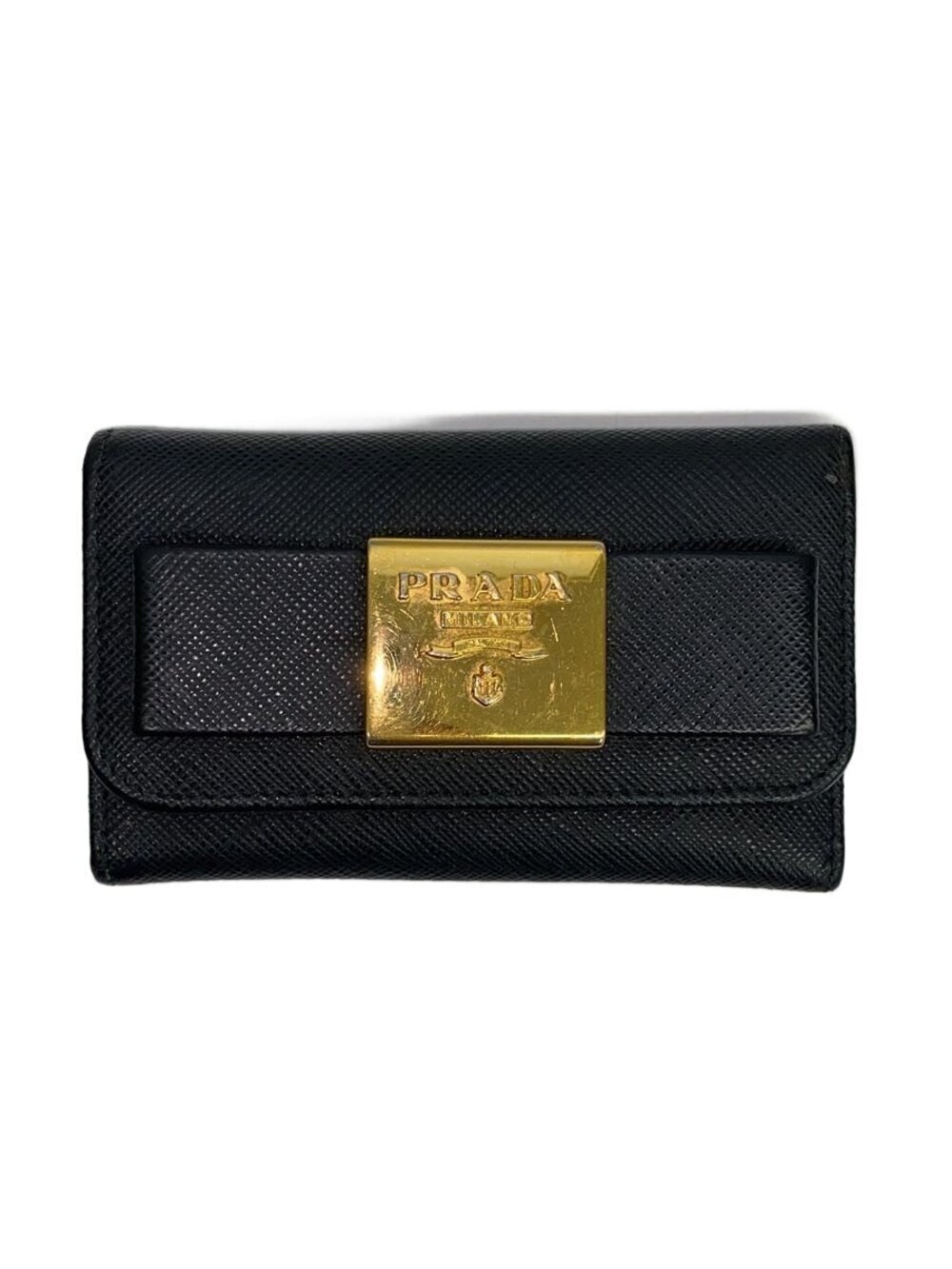 Prada Key Case Wallet Leather Black